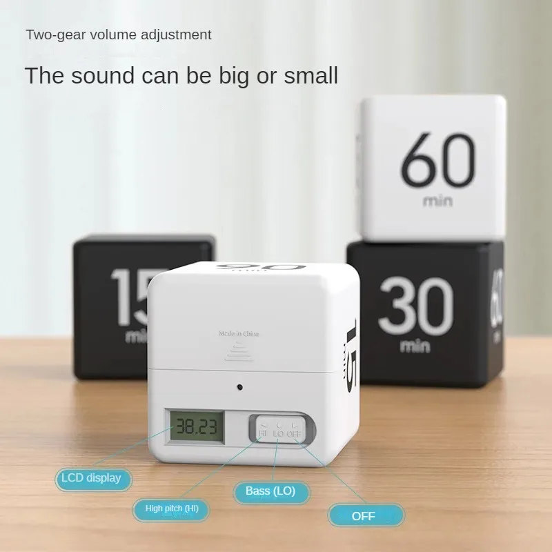 Productiviteit Kubus Timer Zwaartekrachtsensor Flipping LED-display 4 vooraf ingestelde tijd Dubbele modi Countdown Kookstudie Mini digitale timer