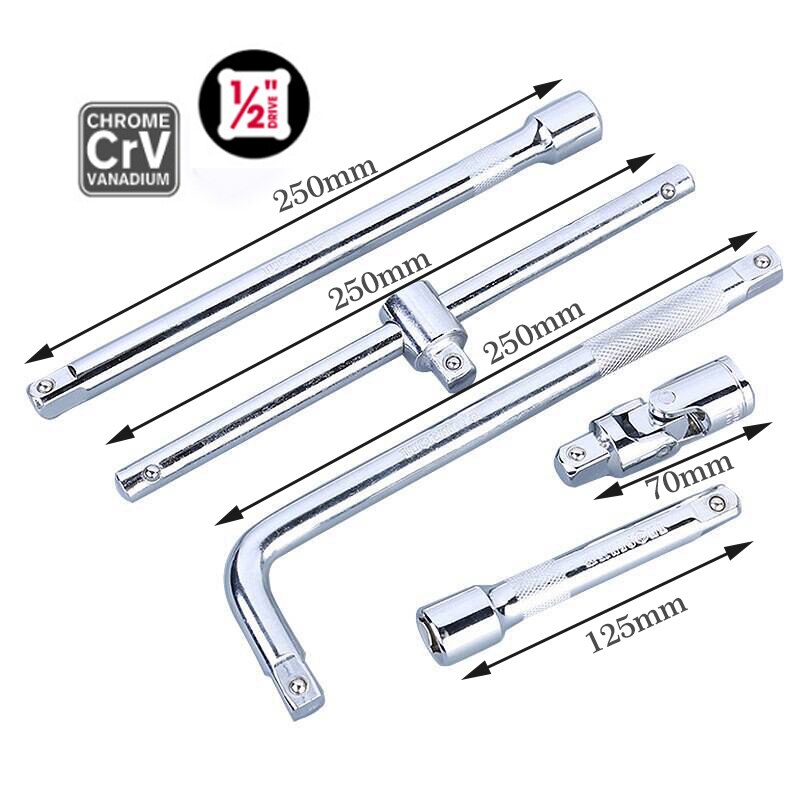 1pc 1/2" Drive Socket Ratchet Extension Bar Adapter Wrench Socket Tool L Type T Handle Sliding Sleeve Extender Bar