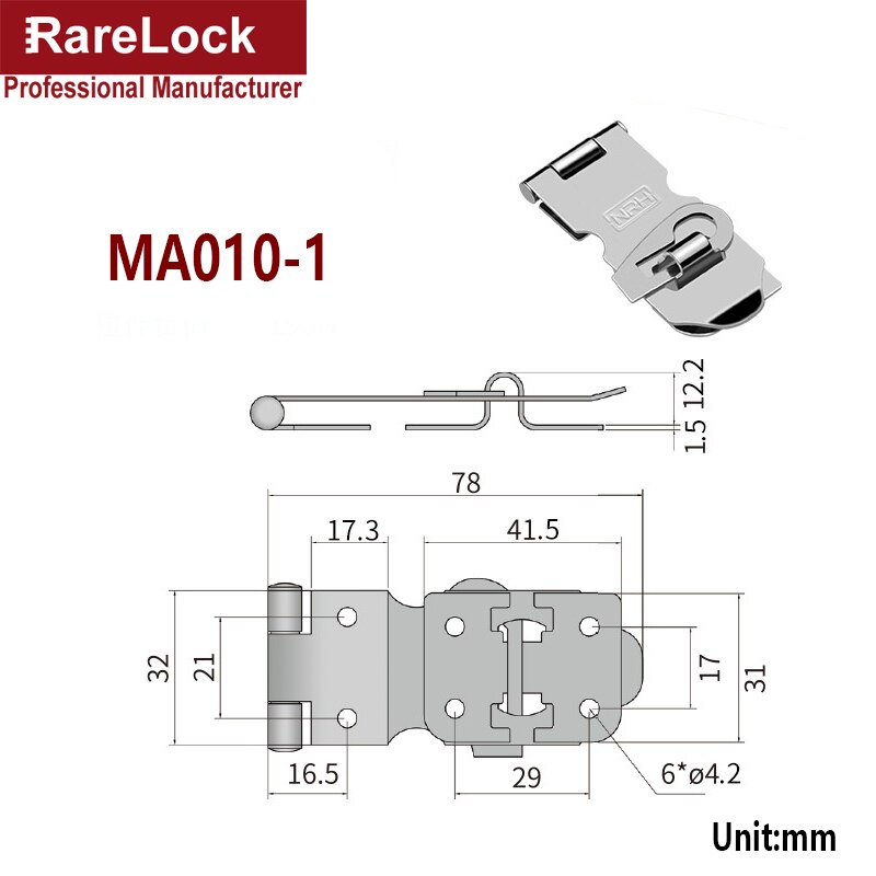 304 Stainless Steel Door Padlock Latch Anti Theft Door Lock Box Buckle Dormitory Lock MA010 Rarelock C: A