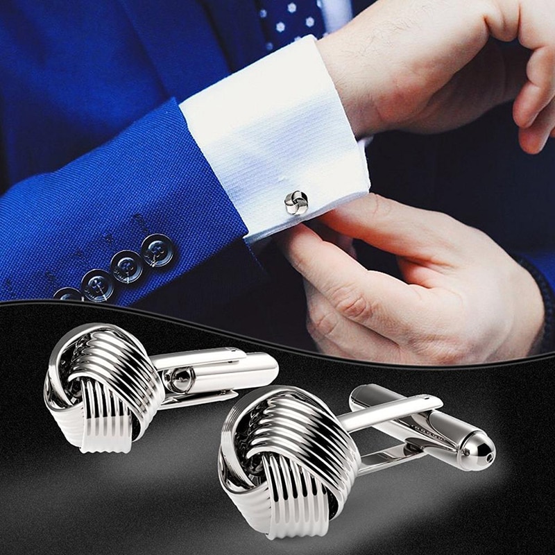 Herren Edelstahl Hemd Manschettenknöpfe Französisch Runde Knoten Manschetten Anzug Zubehör Hochzeit Schmuck 1 paar