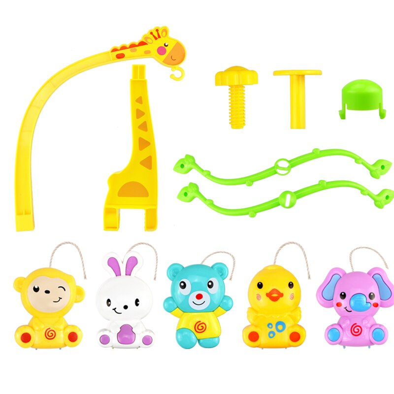 4 in 1 Musicale Presepe Letto mobile Campana Kawaii Animale Crepitio Del bambino di Rotazione della Staffa Giocattoli Giraffa Supporto vento-su regalo di musica scatola Oyuncak