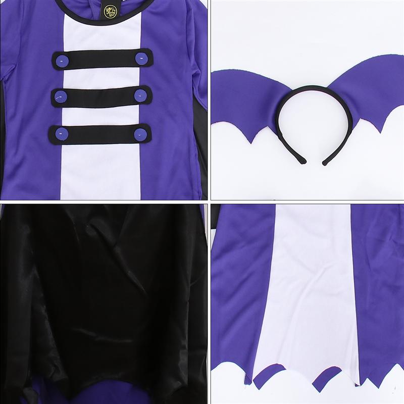 Barn flickor halloween fladdermus kostym klänning med cape huvudbonad cosplay kläder