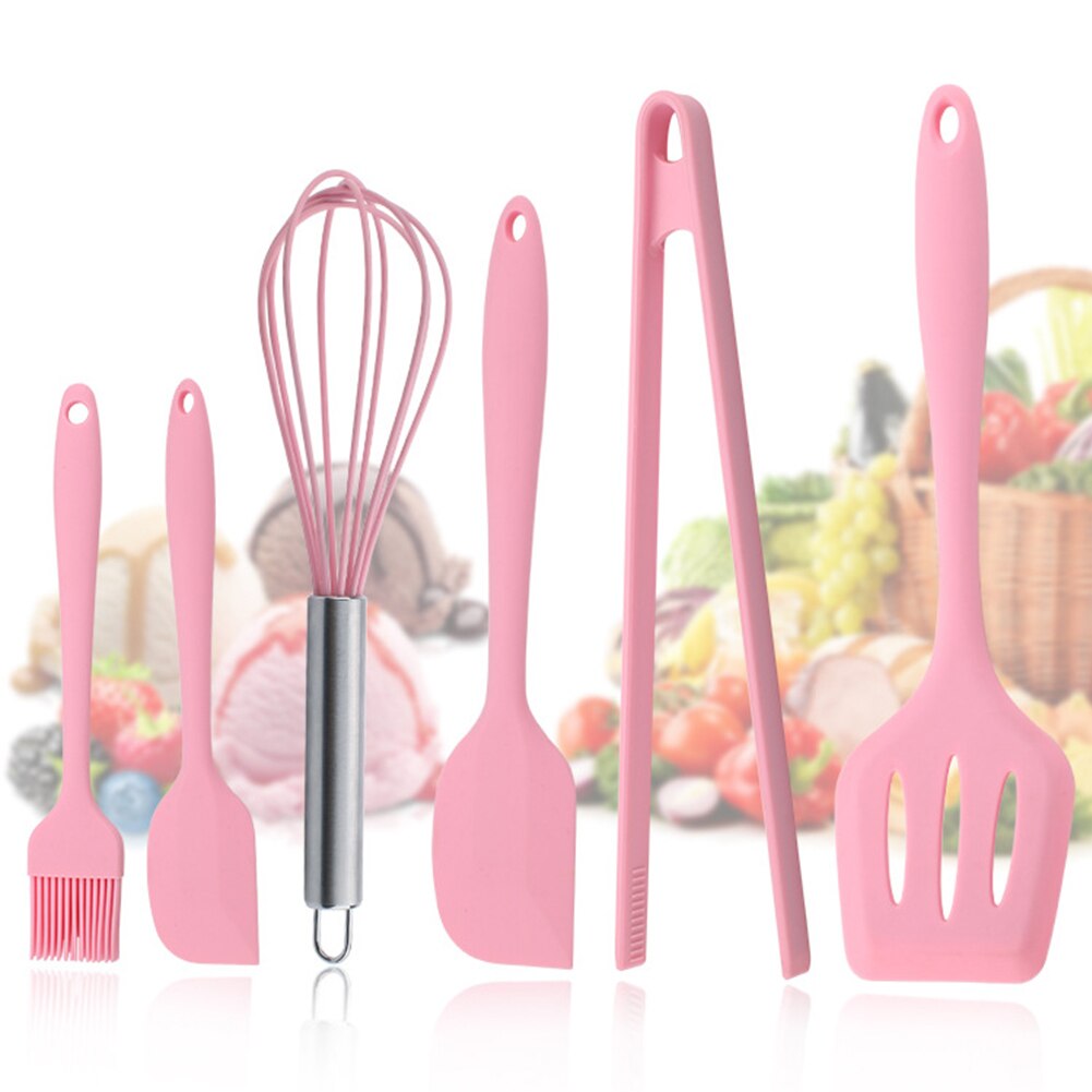 Pink Home Silicone Kitchen Utensils Baking Kit Bakery Kit Kitchenware 6-piece Scraper Shovel