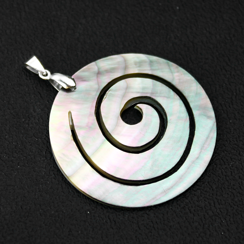 Colgante de concha de abulón Natural, vórtice redondo, espiral, madre de perla, colgantes para la fabricación de joyas, pendiente, collar