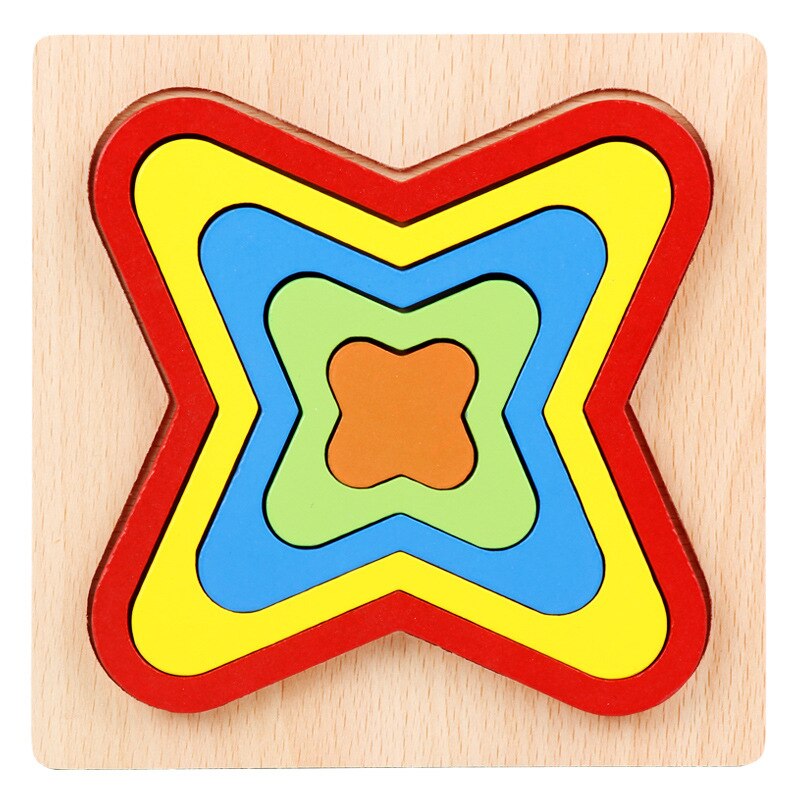 Giocattoli in legno Per Bambini Montessori Geometria Forma Cognizione Tavolo Bambini Educativi Del Giocattolo Del Bambino di Apprendimento Montessori Partita Giocattoli Dei Mattoni: Quadrangular