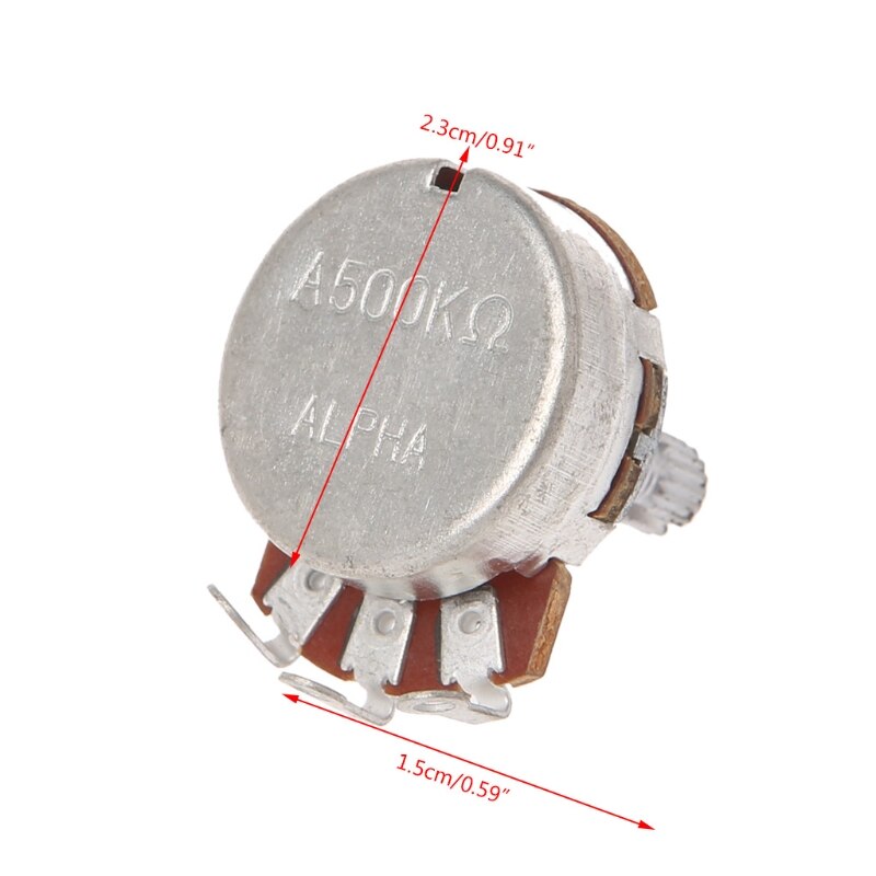 A500K Potentiometer Splined Pot Electric Guitar Bass Effect Amp Tone Volume Shaft15mm Parts Diameter24mm Y4UB