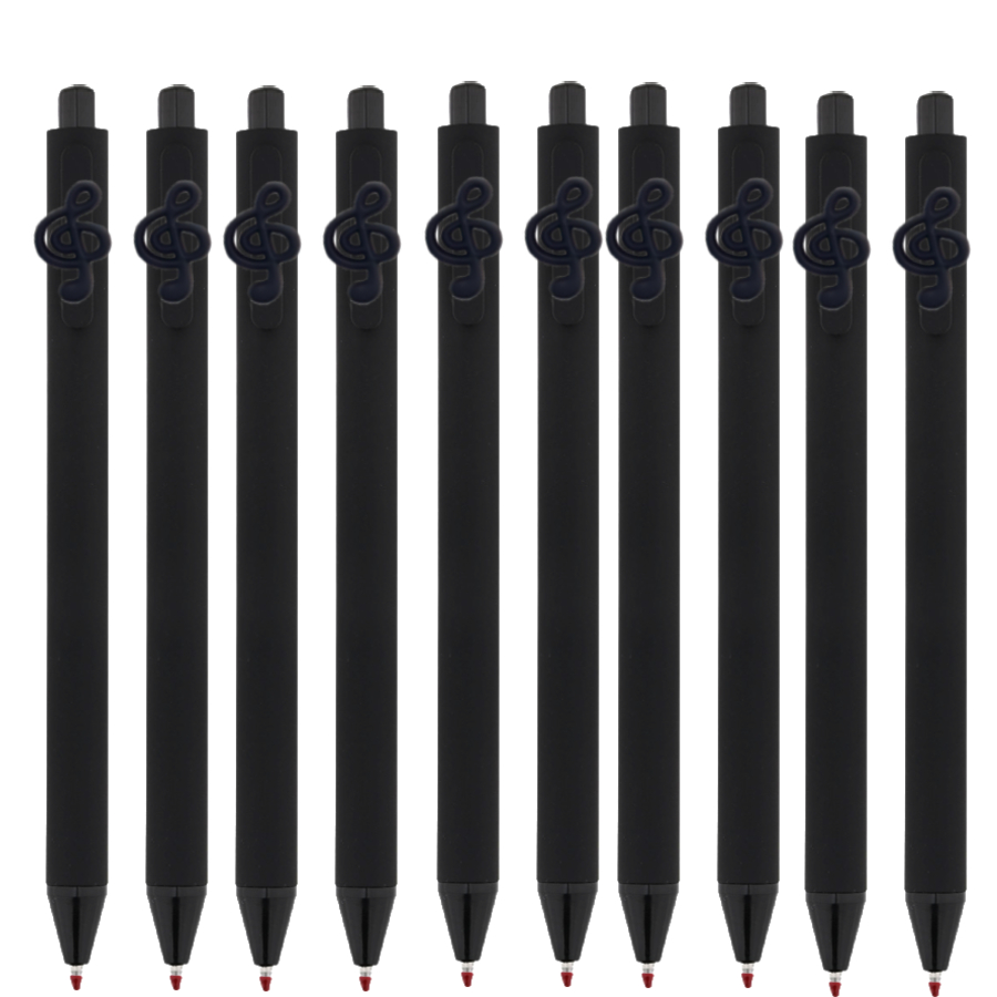 10 stuks muzieknoten pennen, muzikale nieuwigheid, 0.5mm soepel schrijvende zwarte pennen voor dagboek, kantoor en schoolbenodigdheden: Zwart