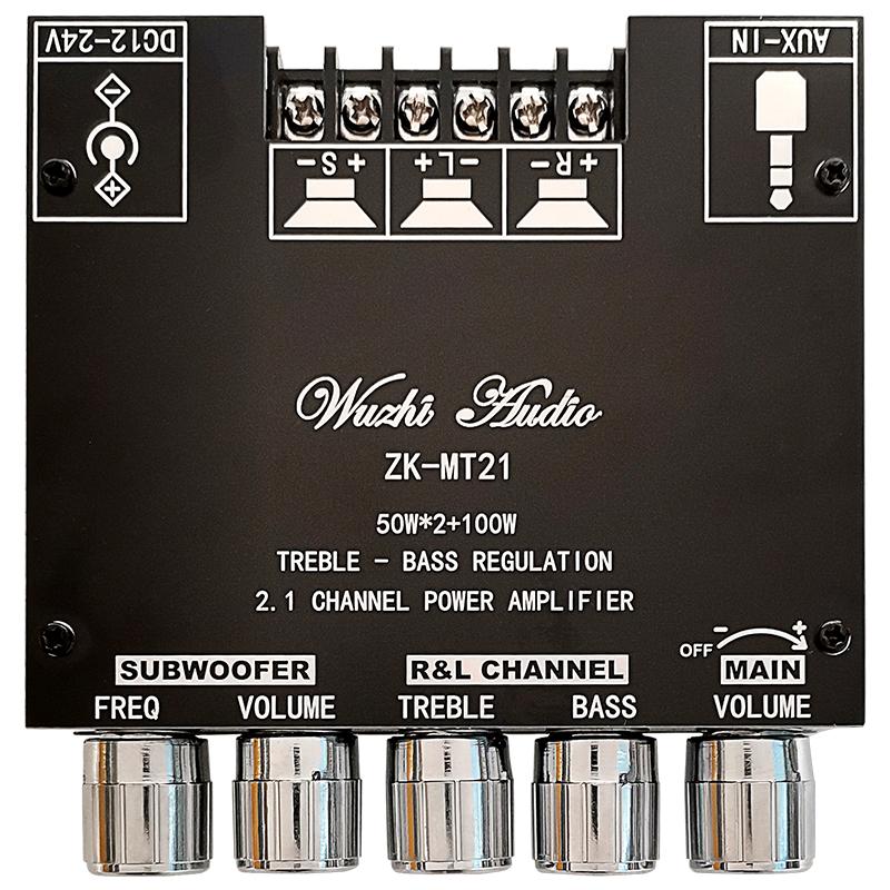 MT21 TB21 TPA3116 2.1 Channel Bluetooth 5.0 Subwoofer Amplifier Board 50WX2+100W Power Audio Stereo Amplifier Board Bass AMP AUX: Silver