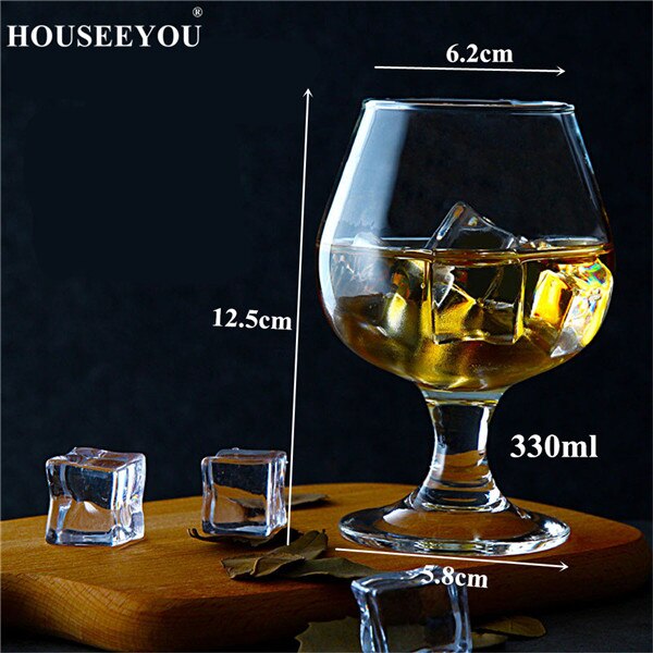 Houseeyou 2 st/lot brandy kort kopp kristall vinglas för bar cocktail korta ölglas dricka whisky snifters cigarrkoppar: 330ml 2 st