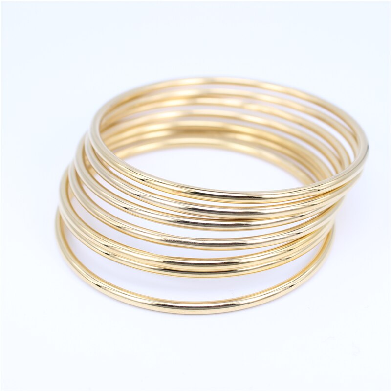 Meerdere Stijl Opties Breedte 2-3Mm 316L Rvs Armbanden Niet Vervagen Vrouwen 7 Stuks/set Combinatie LH583: gold color 7pcs 3mm