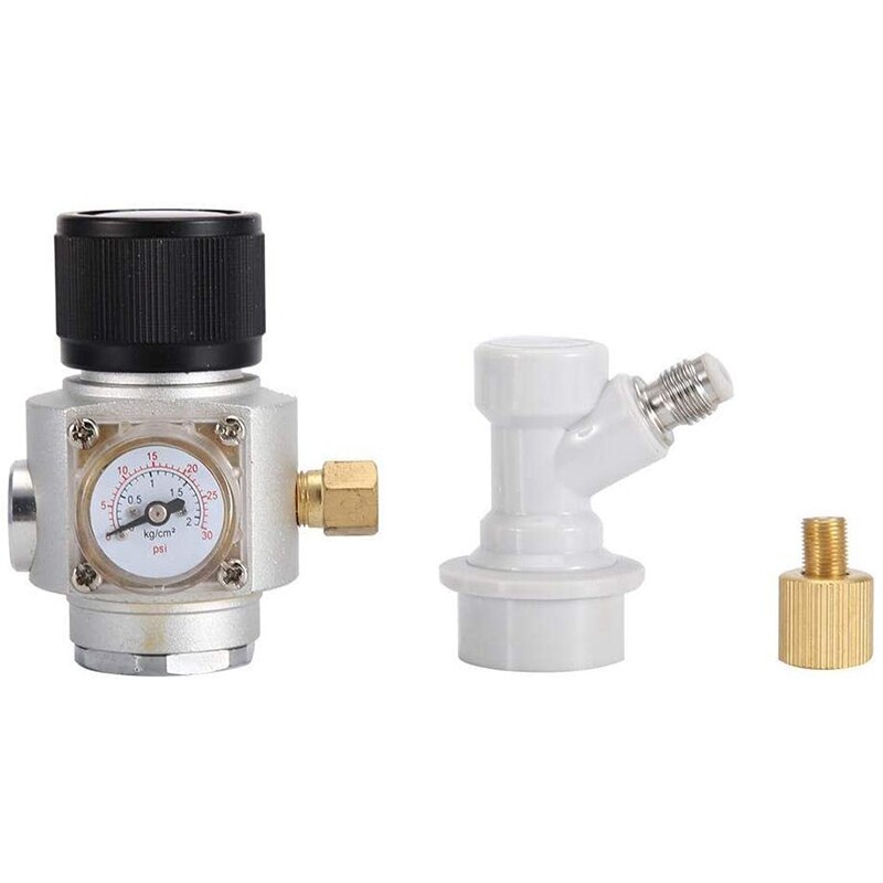 CO2 Mini Gas Regulator, Mini Homebrew Disconnect Wine Making Kegging Tools, Durable Aluminum Gas Regulators, with Gas Ball Lock