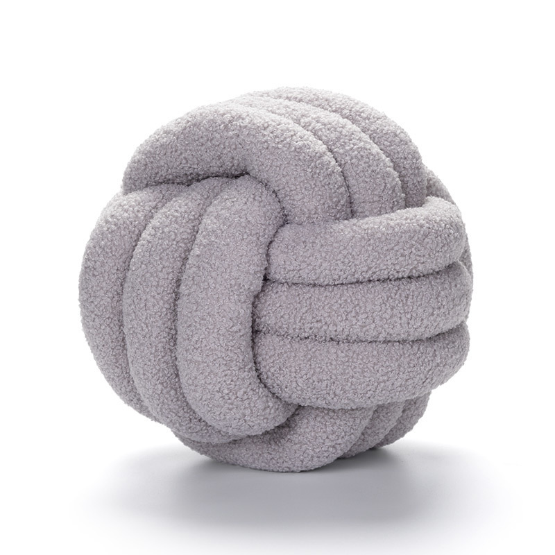 Oreiller de boule nouée indéformable, oreiller en peluche, tissé à la main, respectueux de l'environnement, décoration de la maison, lancer dans le dos: Gris clair