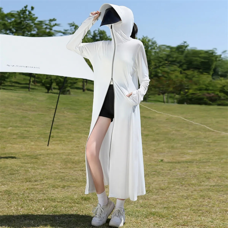 have Lens Sun Protection Clothing Womens Long Summer Full Body Anti UV Ice Silk Breathable Thin Loose Long Sleeved Jacket Pink: Khaki