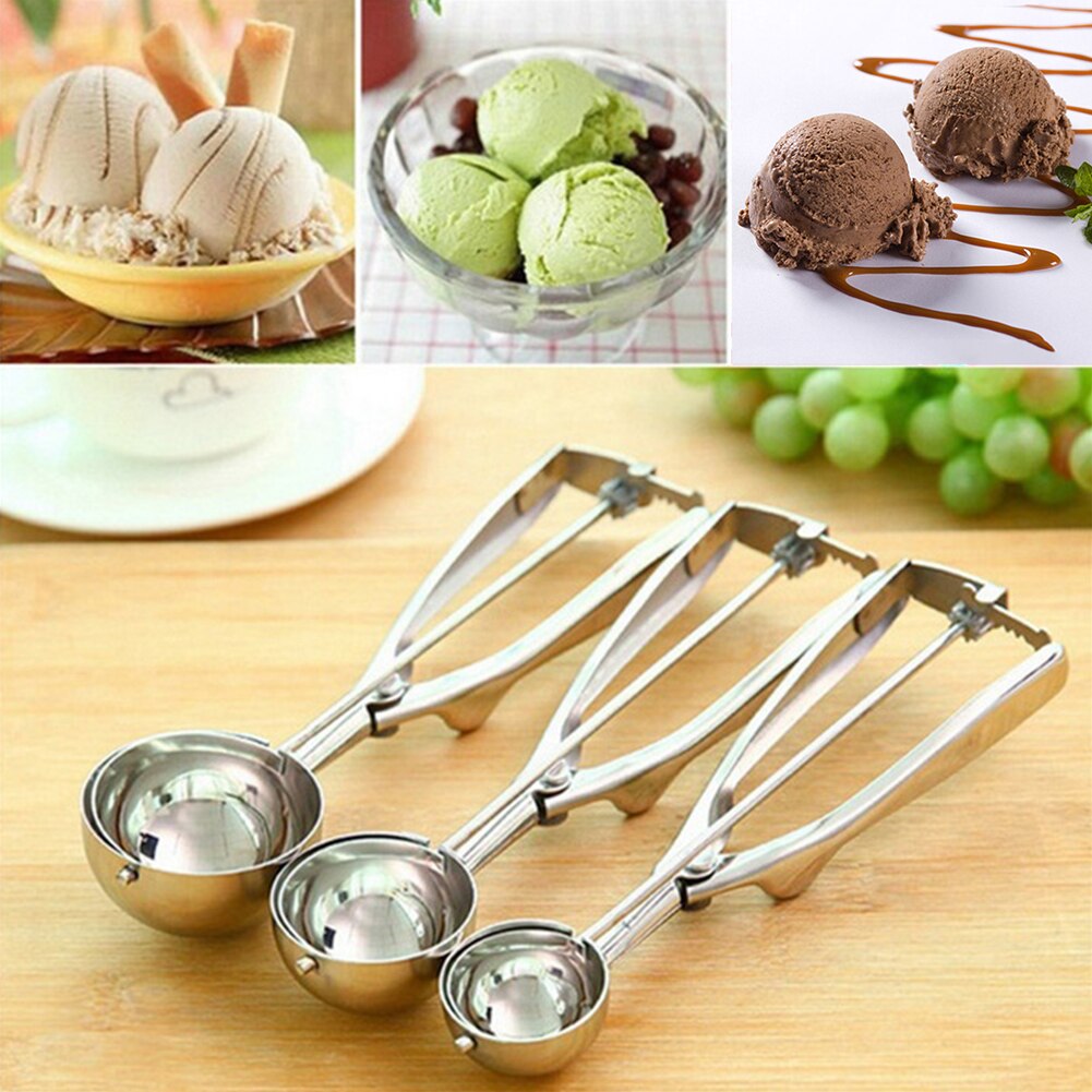 Silver Kitchen Ice Cream Scoop Potato Scoop Stainless Steel Spoon Ice Cream Making Ball Maker Kitchen Accessories