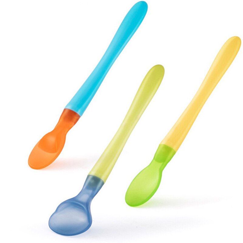 3Pcs Safe Soft Silicone Baby Spoons Feeding Dishes Tableware for children Flatware Cutlery Baby Feeding Spoon Set: Default Title