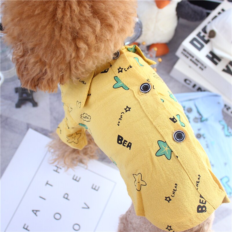 Katoen Beer Print Hond Shirt Voor Pet Geel Wit Katoen Bichon Chihuahua Kleine Puppy Dier Kat Kleding Zomer Jas goederen