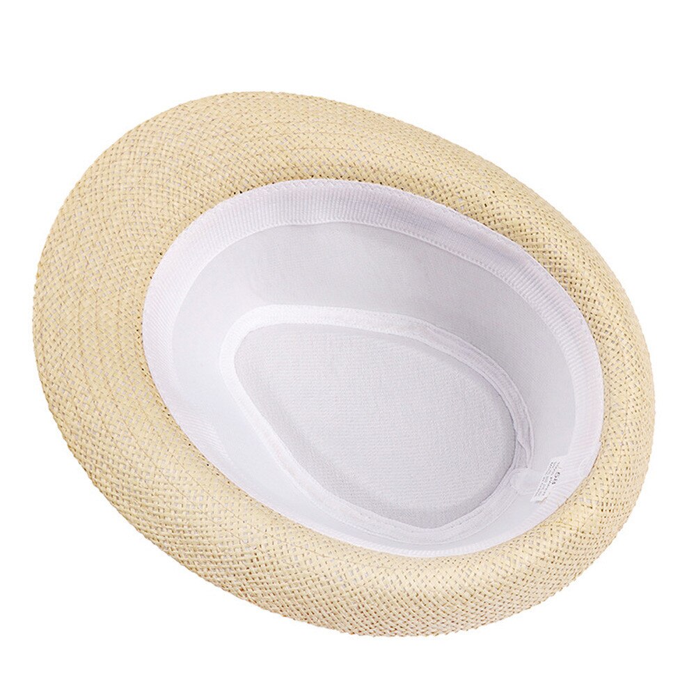 Sombrero de paja con banda para el sol para hombre y mujer, sombrero de gángster con contraste, para playa y verano