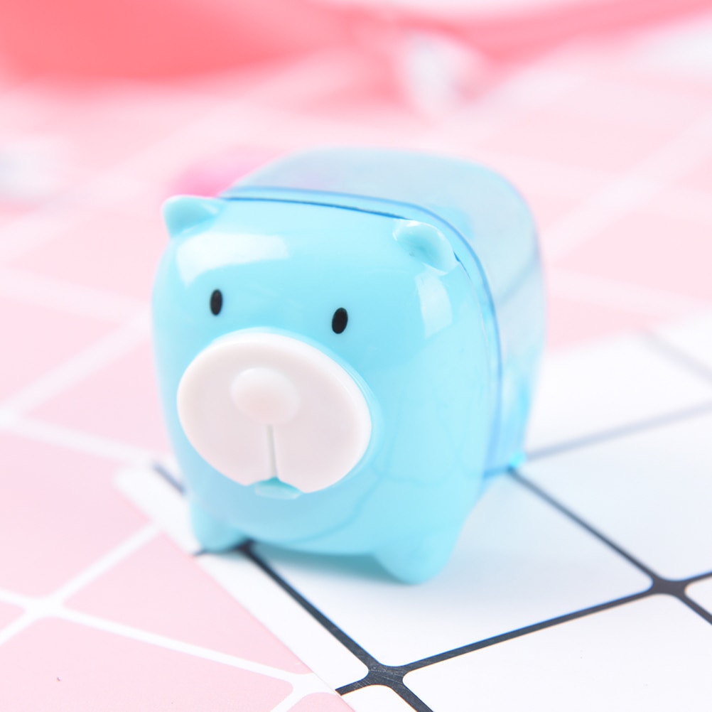 Liten gris godis färg pennvässare kawaii tecknade djur pennvässare för student brevpapper