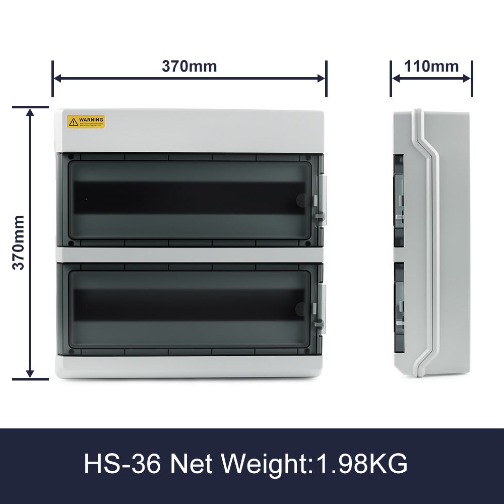 IP65 Outdoor Waterproof Electrical Distribution Box HS-4/6/9/12/15/18/24/36 Way Circuit Breaker MCB Power Junction Box: Brown