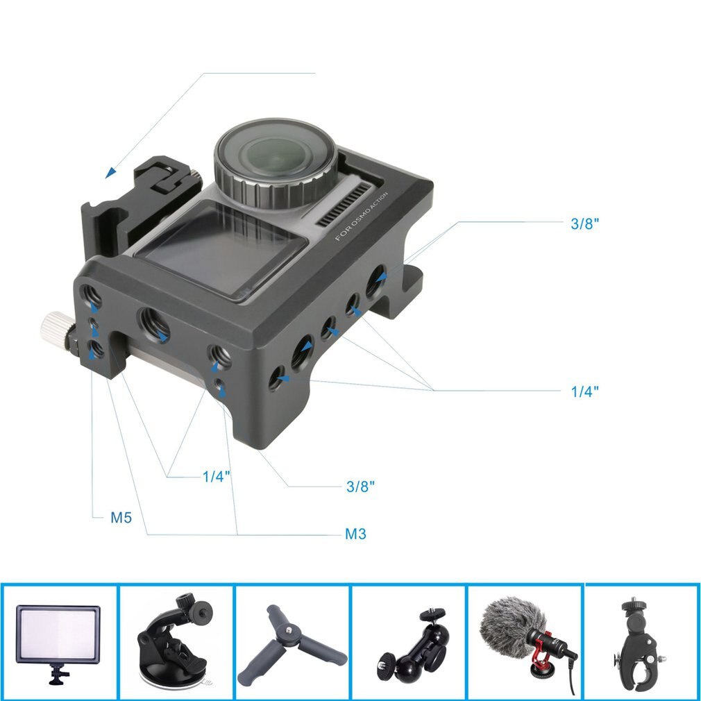 Metalen Konijn Kooi Shell Case Cover Vlog Aluminium Beschermende Frame Behuizing Accessoires Voor DJI Osmo Actie Camera