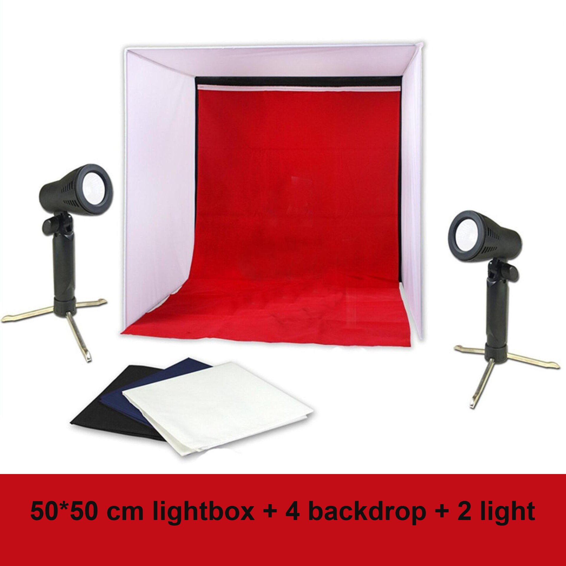 40*40 cm mini Vouwen Lightbox Fotografie Studio Softbox LED Licht Photo Studio softbox Opnametent Softbox Cube doos: 50x50 with light kit