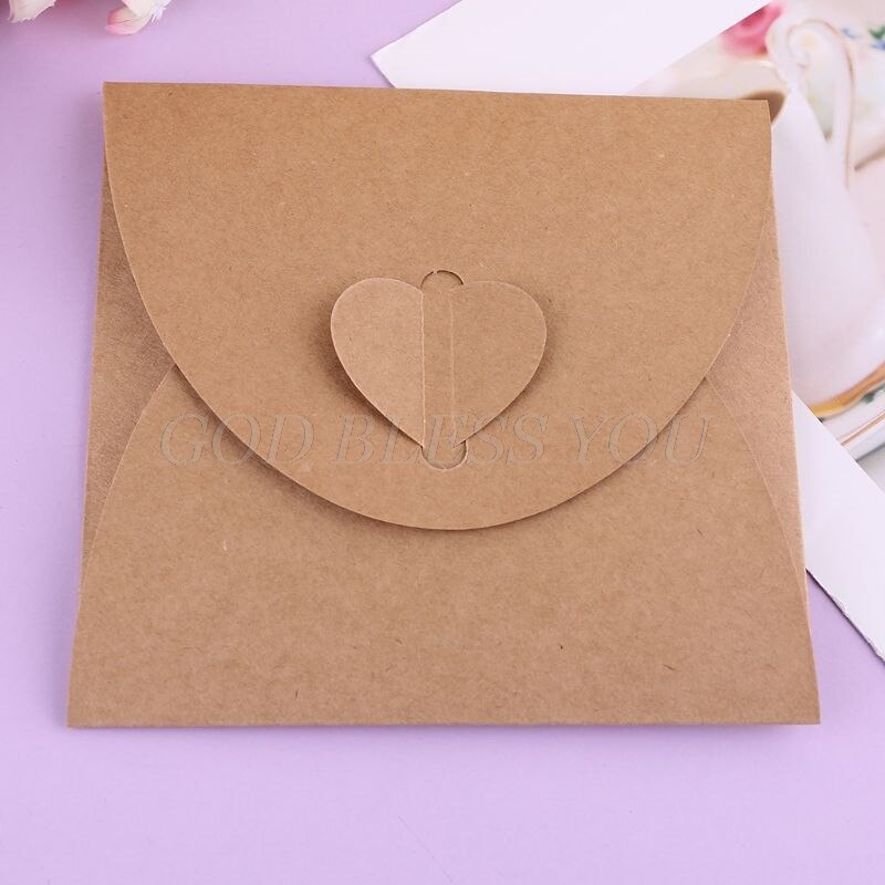 50Pcs 13x13cm Heart Kraft CD Paper Case Bag,CD Sleeves Discs DVD Packaging Bag Box Kraft CD Case Cover Envelope for Party