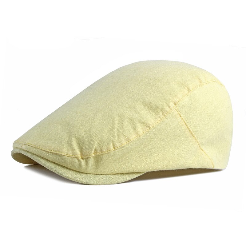 gorras hombre Sombrero plano de verano para hombre, boina fina y transpirable, viseras negras grises sólidas, gorros de espiga visera boina hombre: Yellow