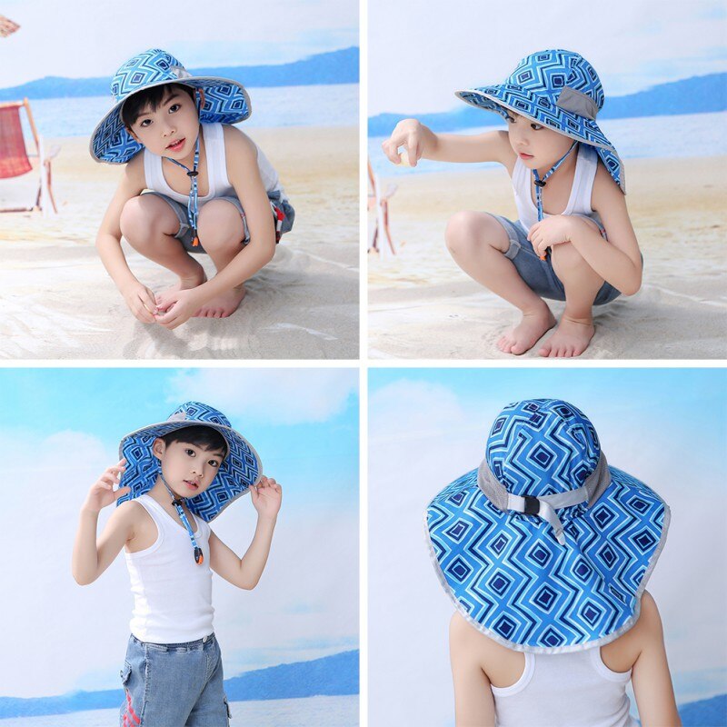 kid Bucket Hat Wide Brim Children Beach Sun Hat Summer Girls Boys Outdoor Travel Casual Hiking Hats