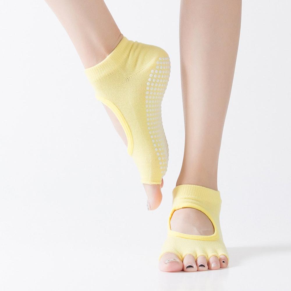 Finger tå separate sokker kvinde silikone skridsikre tå sokker bomuld pilates yoga sømløse sokker: Beige