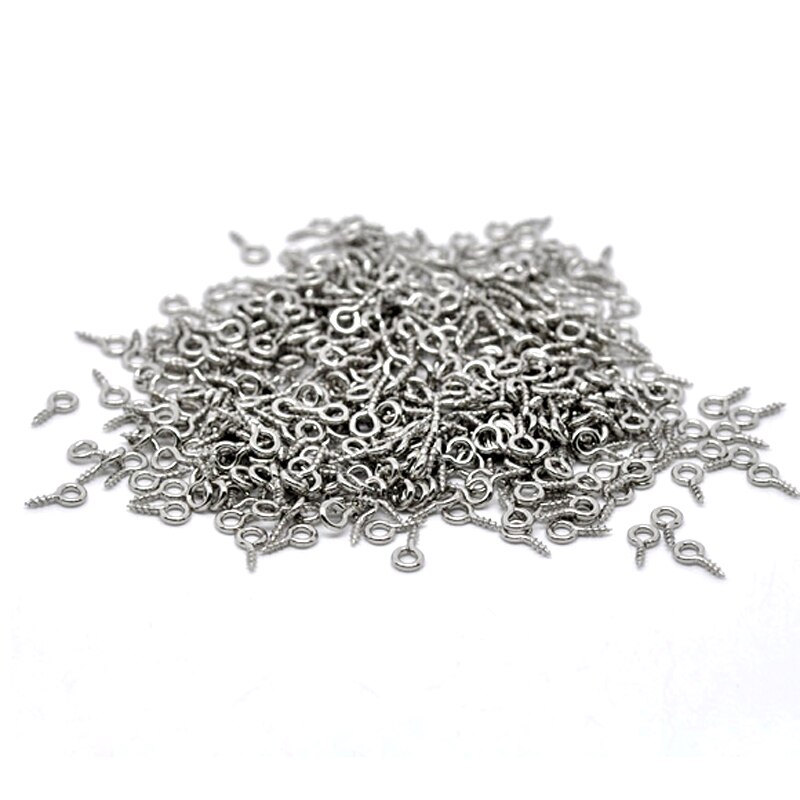 Ganchos con rosca para hacer bisutería, Mini pasadores pequeños de 8x4mm, 500 piezas, ojales, tornillos, cierres dorados, accesorios de joyería: White K / 10x5mm-approx 500pcs