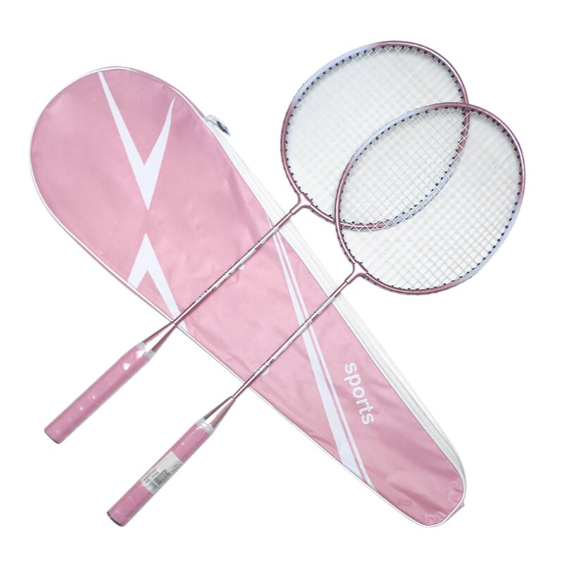 2 stk badminton ketsjere og bæretasksæt badminton ketsjer sæt indendørs udendørs sports tilbehør & t8: Lyserød