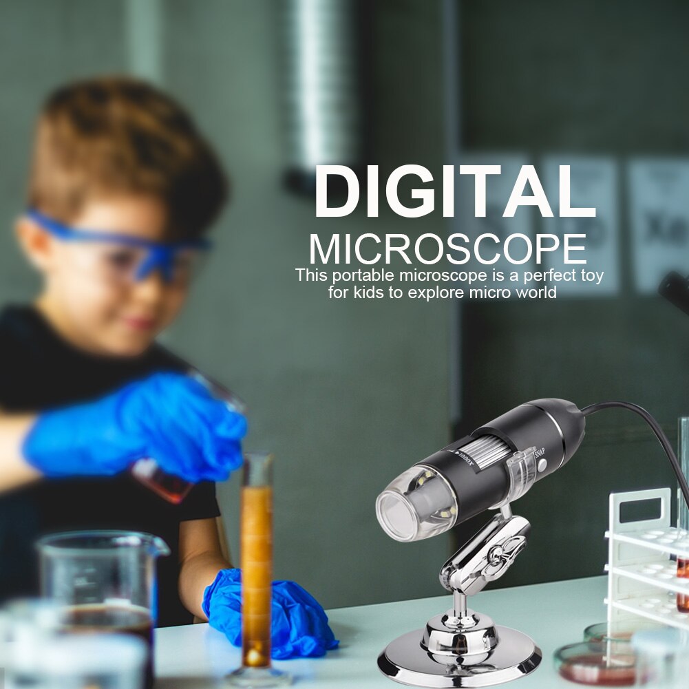 Microscope USB 1000 Times HD Cell Phone Repairing Digital Electron Microscope Magnifier Camera 8 LEDs with Stand