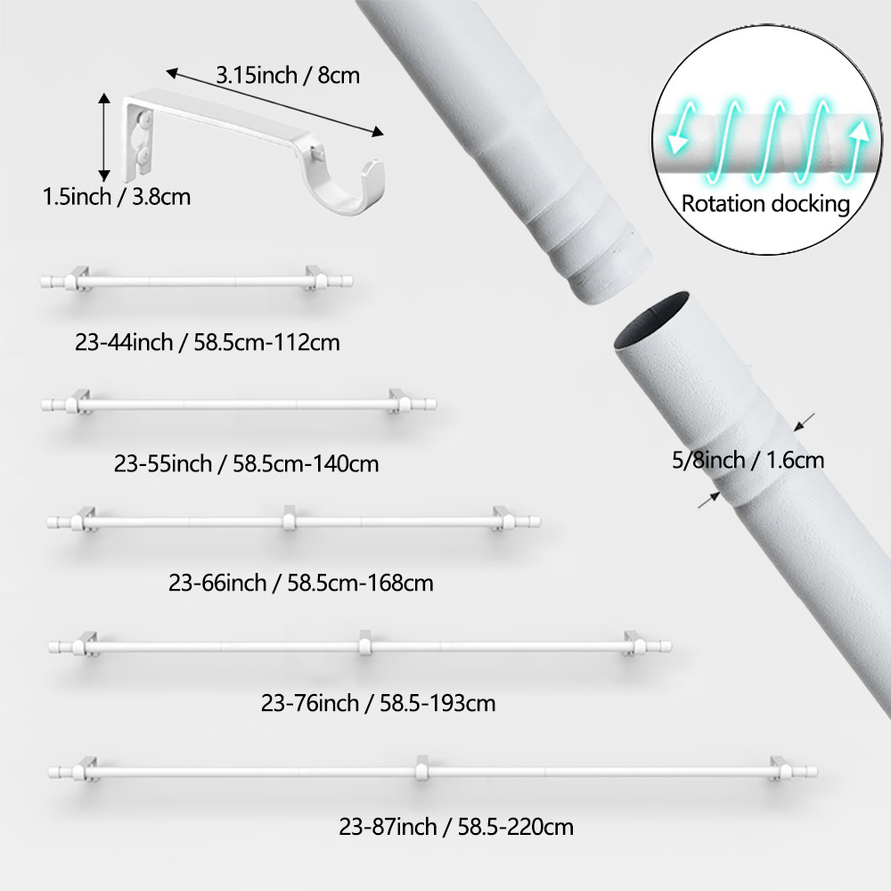 Bacchette per tende semplici e pratiche, adatte per finestre da 23-80 pollici Robuste e durevoli, installazione semplice. Adatto per telecamera da letto, soggiorno e sala da pranzo. con regali