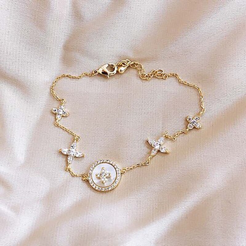 Mode Zirconia Natuurlijke Shell Steen Charm Vrouwen Armband Exquisite Gold Mouwen Armband Meisje Sieraden