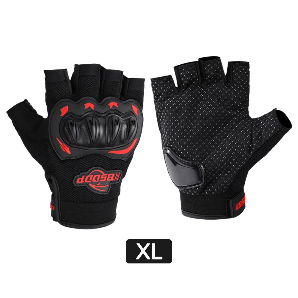 Motorcycle Half Finger Glove Motorbike Motocross Moto Hard Knuckle Fingerless Riding Biker Protective Gear gloves: R-XL