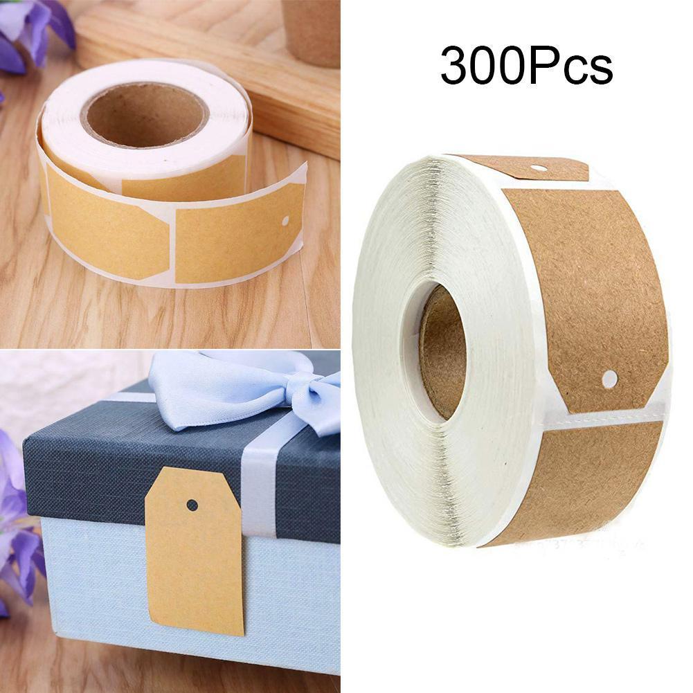 300pcs/roll Natural Blank Label Stickers Bottle Food Jar LabeL Kraft Tags Brown Self-adhesive Stickers Kitchen Label Sheet