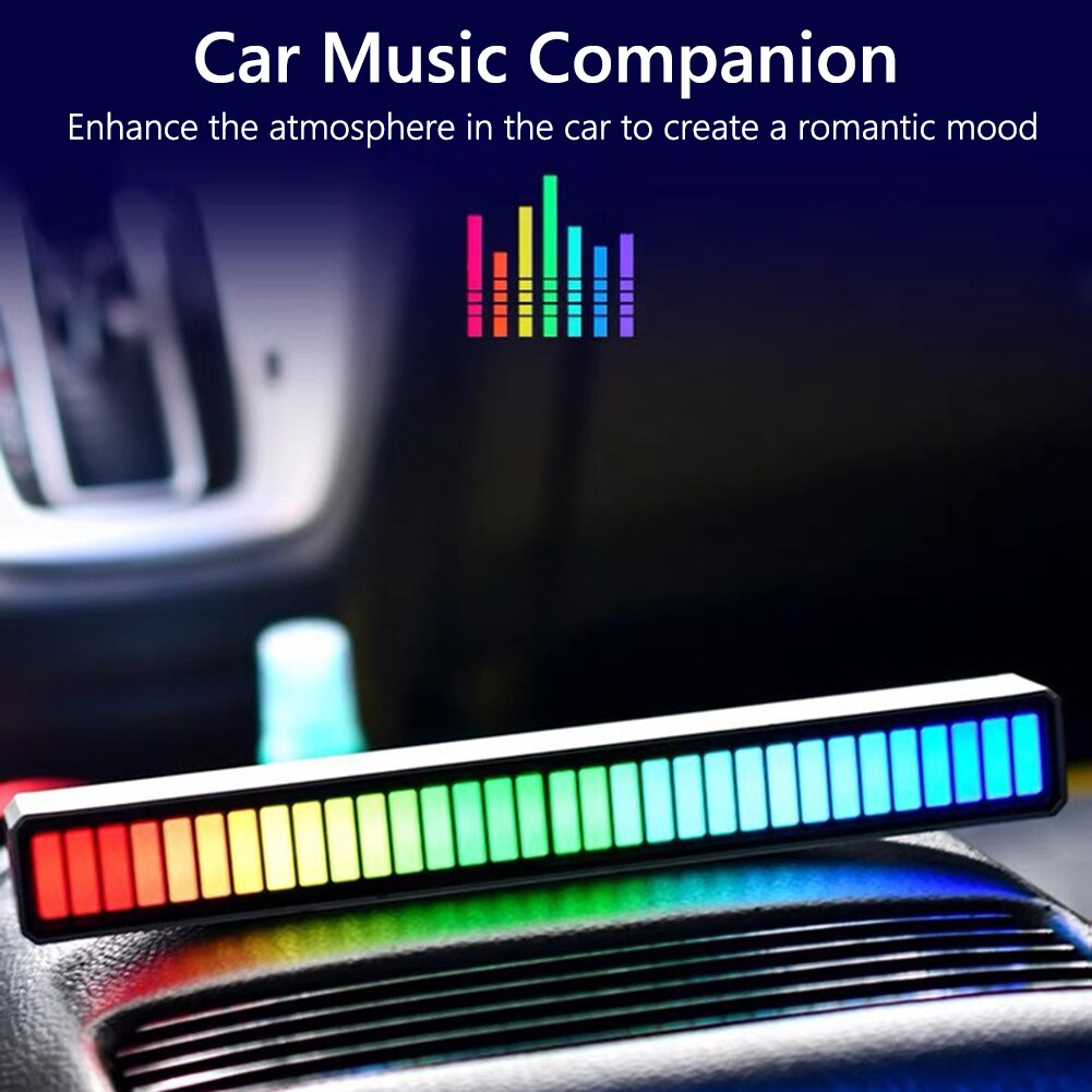 RGB Sound Control Pickup Rhythm Light USB Rechargable Voice-Activated Music Ambient Lights LED Strip Light Car Atmosphere Lamp