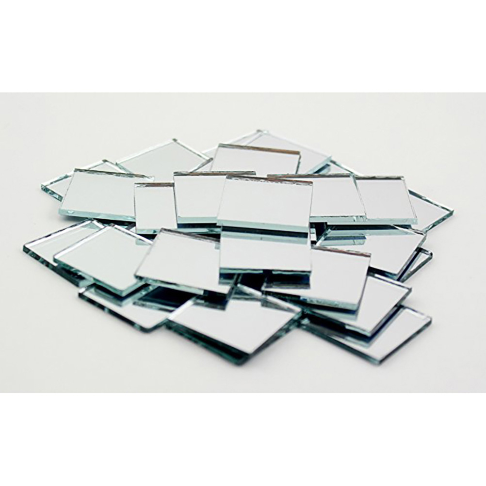 200pcs Small Square Glass Crafts Real Glass Mirror Mosaic Tiles 1x1cm
