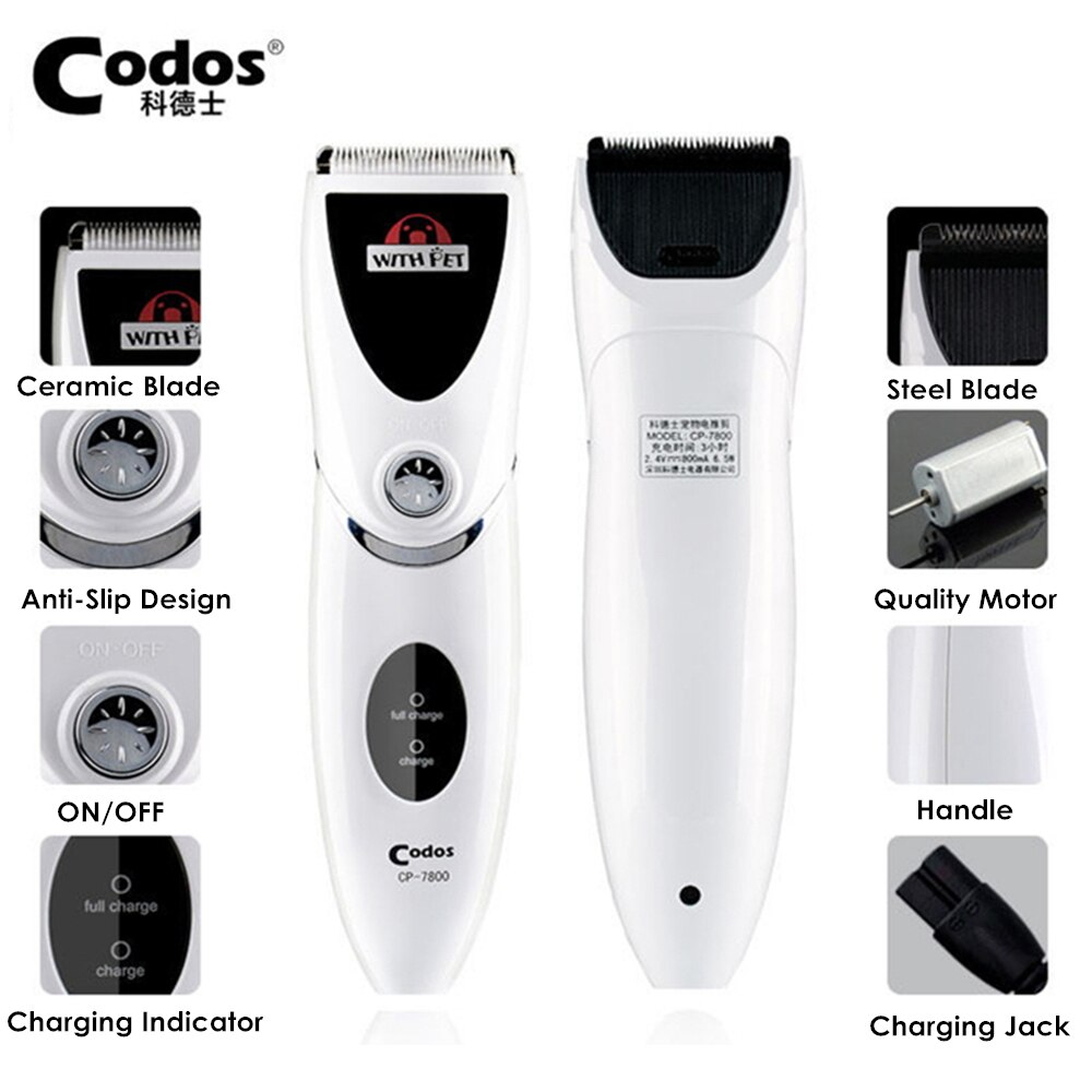 Codos CP-7800 Dog Hair Trimmer Pet Clipper Electric Shavers Rechargeable Pet Trimmer Cat Grooming Haircut Machine