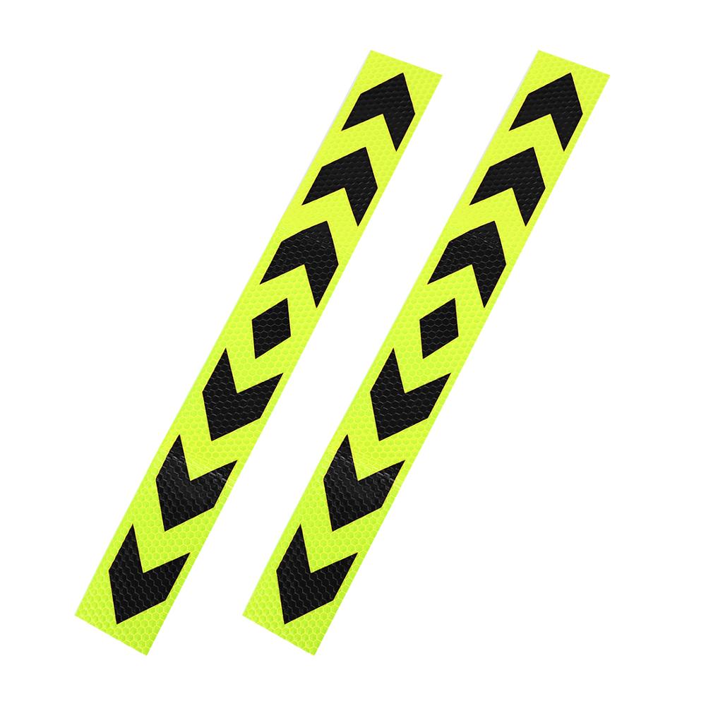 X Autohaux 2 Pcs Arrows Printed Self Adhesive Type Car Reflective Warning Sign Sticker Tape Yellow Black: 2pcs Green