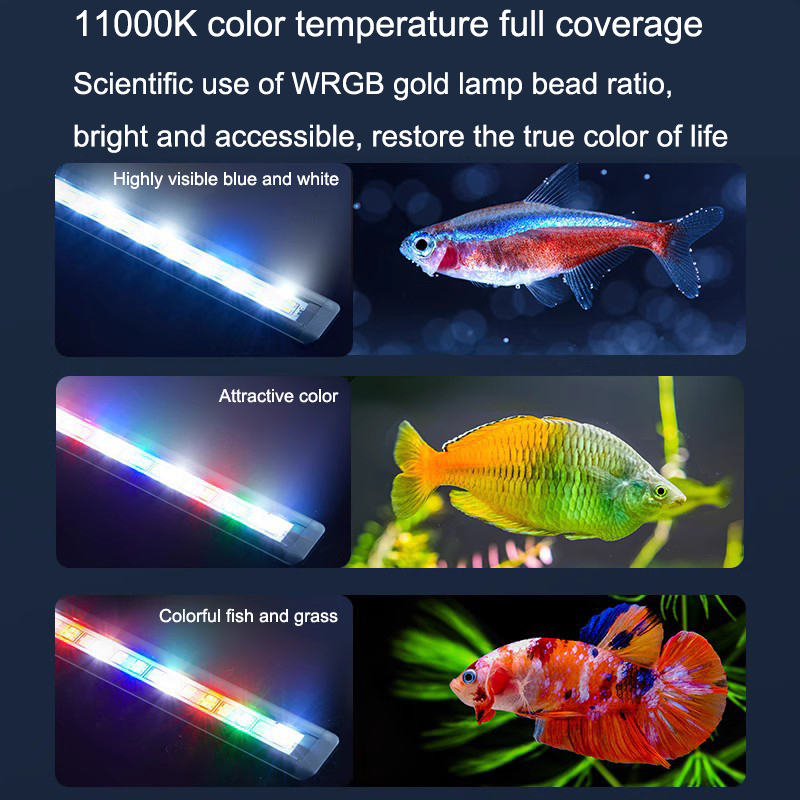Aquariumlicht, Vollspektrum-Aquariumlicht für Wasserpflanzen, ausziehbare, wasserdichte Clip-an-Lampe für Aquarien