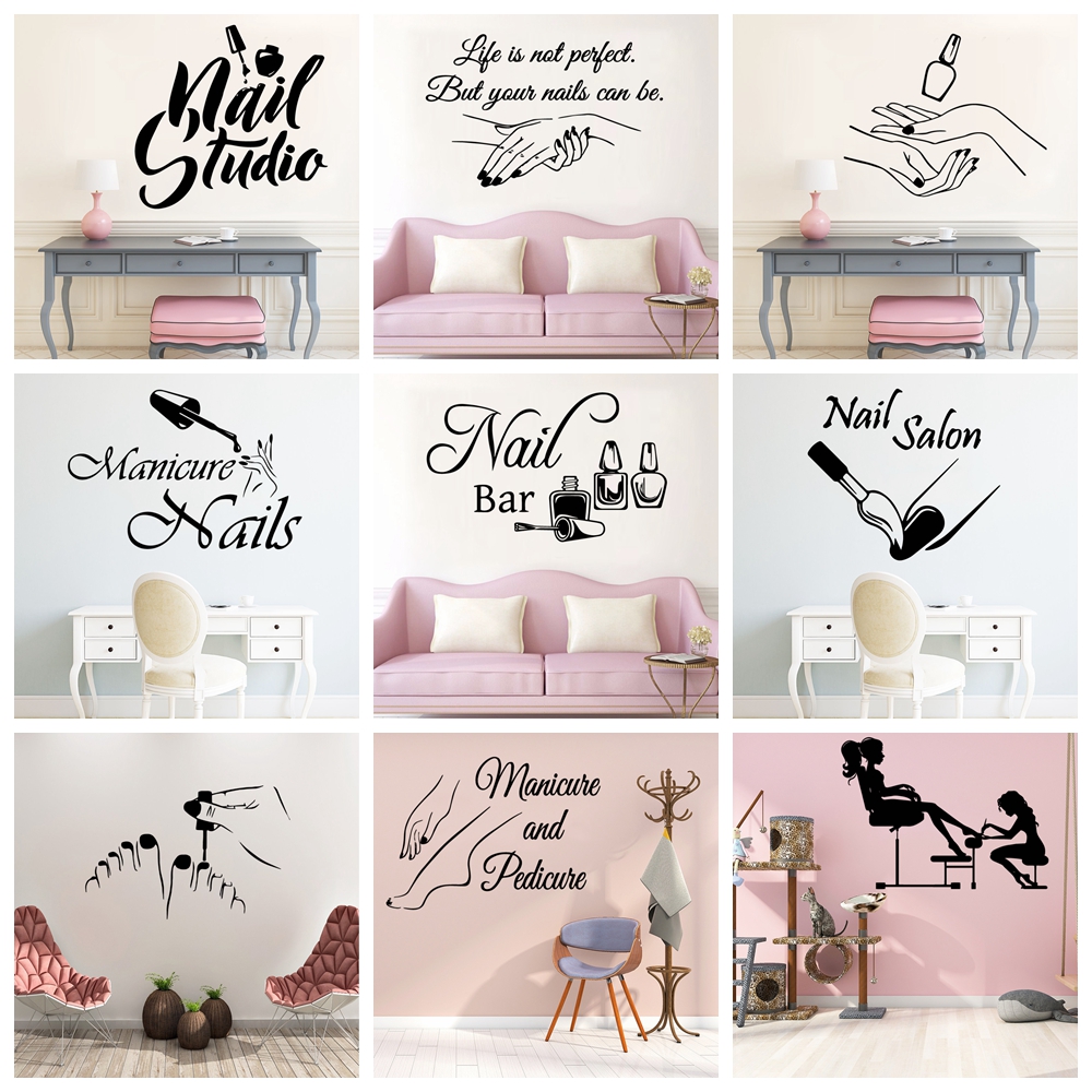 Creatieve Muurtattoo Nail Salon Wall Art Stickers Vinyl Decals Voor Nail Salon Room Decor Sticker Vinyl Muurschildering Behang Poster