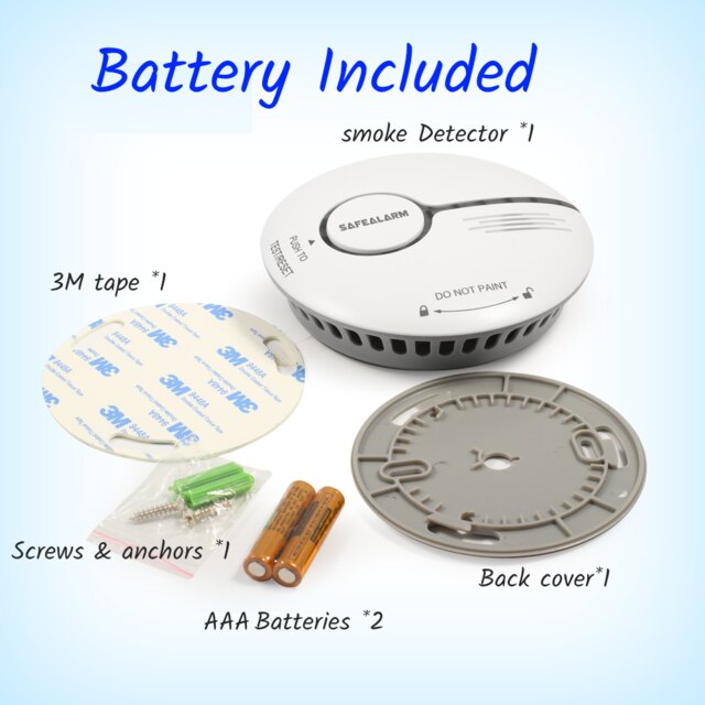 CE Certified Tuya Smart Home Security Battery Operated Fire Smoke Detector with Mobile Remote Monitoring: Battery included