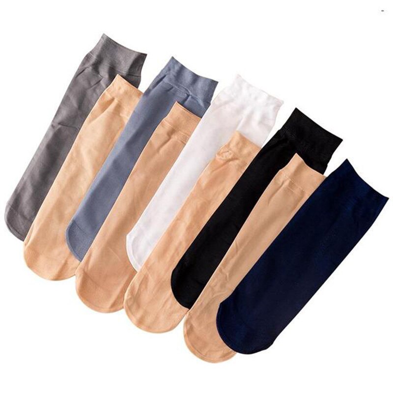 Calcetines cortos transpirables para hombre, medias de seda fina y nailon elástico, para verano, 5 par/lote