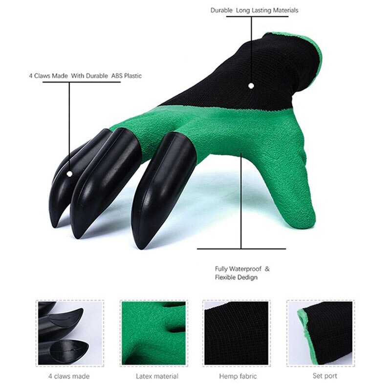Gants de jardin pour plantes avec des griffes du bout des doigts rapide facile à creuser et à planter sans danger pour les moufles roses creusant des gants ménagers imperméables