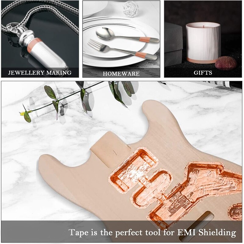 Kobberfolie tape 30mm x 50m for emi skjerming ledende lim for elektriske reparasjoner, snegle barriere tape gitar