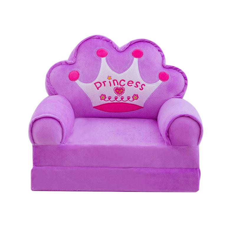1Pc Universele Crown Patroon Sofa Cover Elastische All-Inclusive Antislip Sofa Cover Voor Kids Baby Geen vulling (Paars)