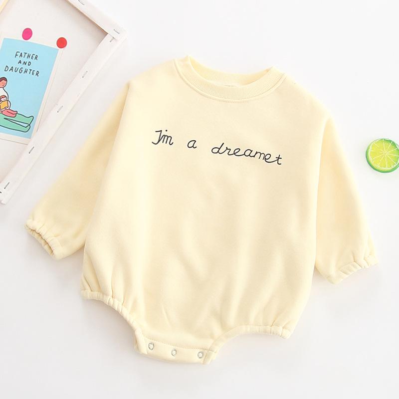 Baby bukser vinter drengetøj bomuld batman ærmer bogstaver hættetrøjer sweatshirt tøj japan koreansk pige baby romper tøj: B84 h 02 beige / 12m