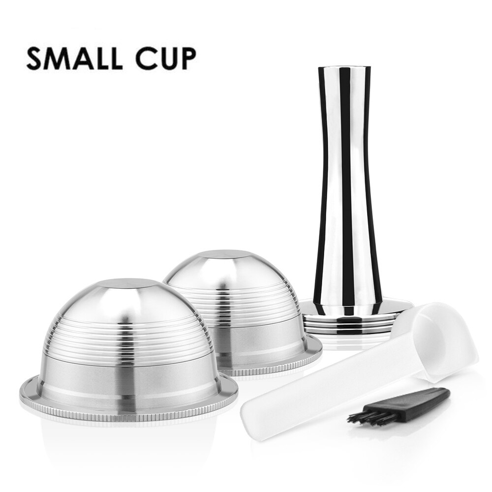 ICafilasSVIP Stianless Steel Reusable Vertuoline Capsule For Nespresso Vertuo Coffee Filter Espresso For Vertuo Plus: 2 Small 1 Tamper