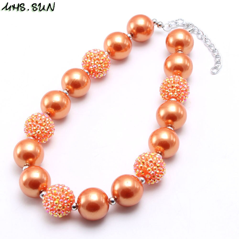 MHS.SUN 1PC baby chunky beaded necklace girls pearl jewelry charm colors bubblegum beads necklace choker for kids: 8